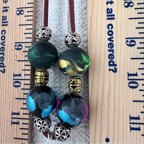 Handcrafted Abalone Shell Pendant Assemblage Art Mixed Media Necklace Leather - Picture 7 of 11